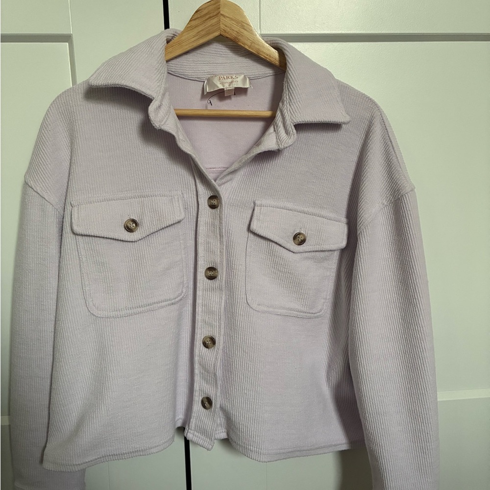 Aritzia Light Purple Button-Up Utility Jacket